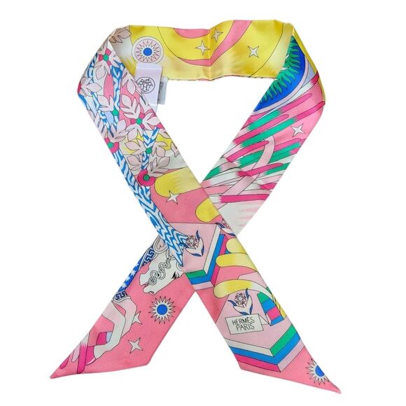 Hermes Twilly Silk Scarf Danse Des Amazones Multicolor Print New France Luxury - Picture 1 of 14